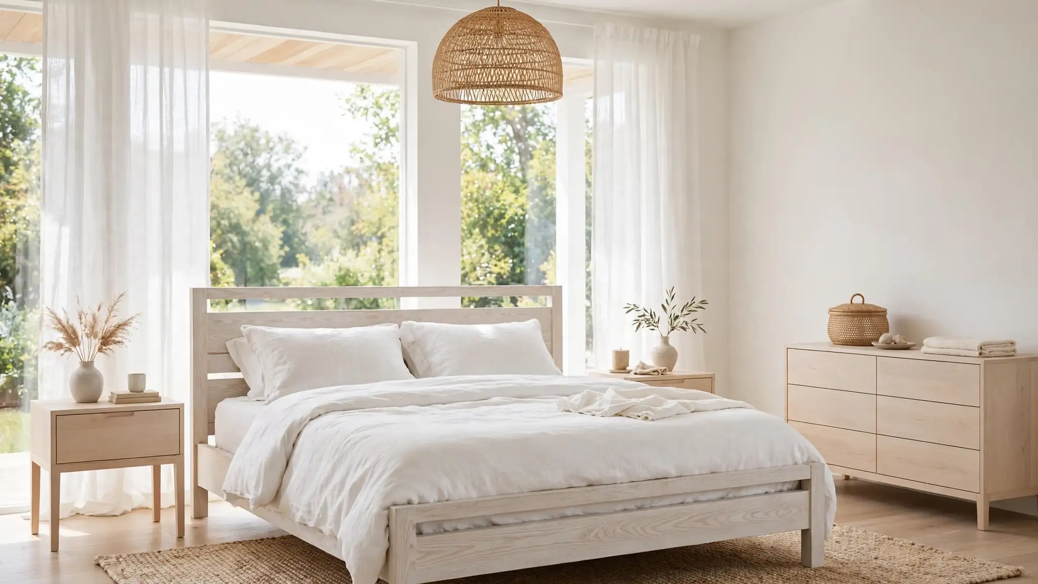 white and wood bedroom decor ideas