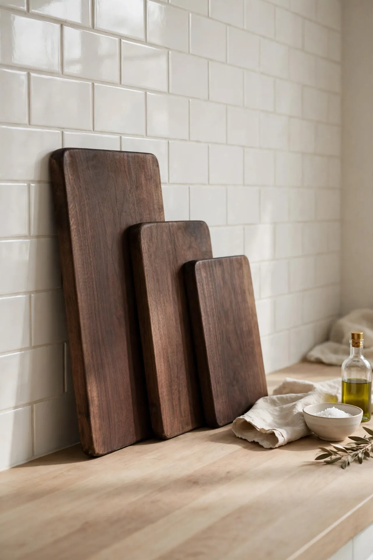 Walnut Cutting Boards for white kitchen cabinets with wood countertops