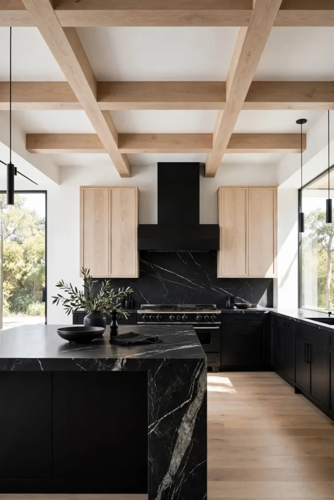Bold white oak and black kitchen ideas