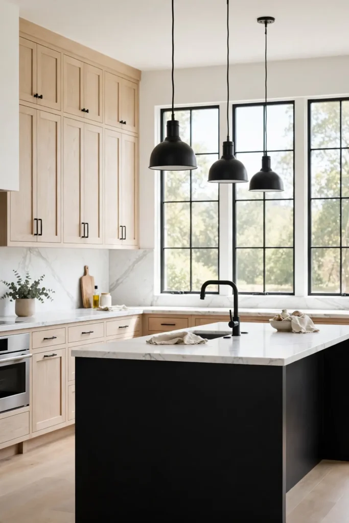 Classic white oak and black kitchen ideas