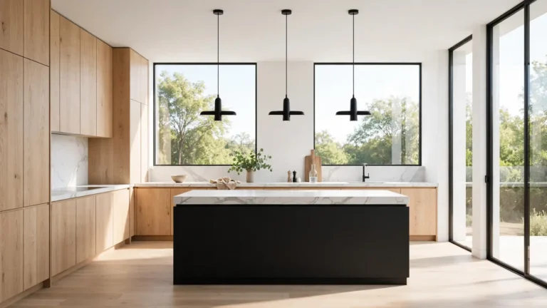 white oak and black kitchen ideas